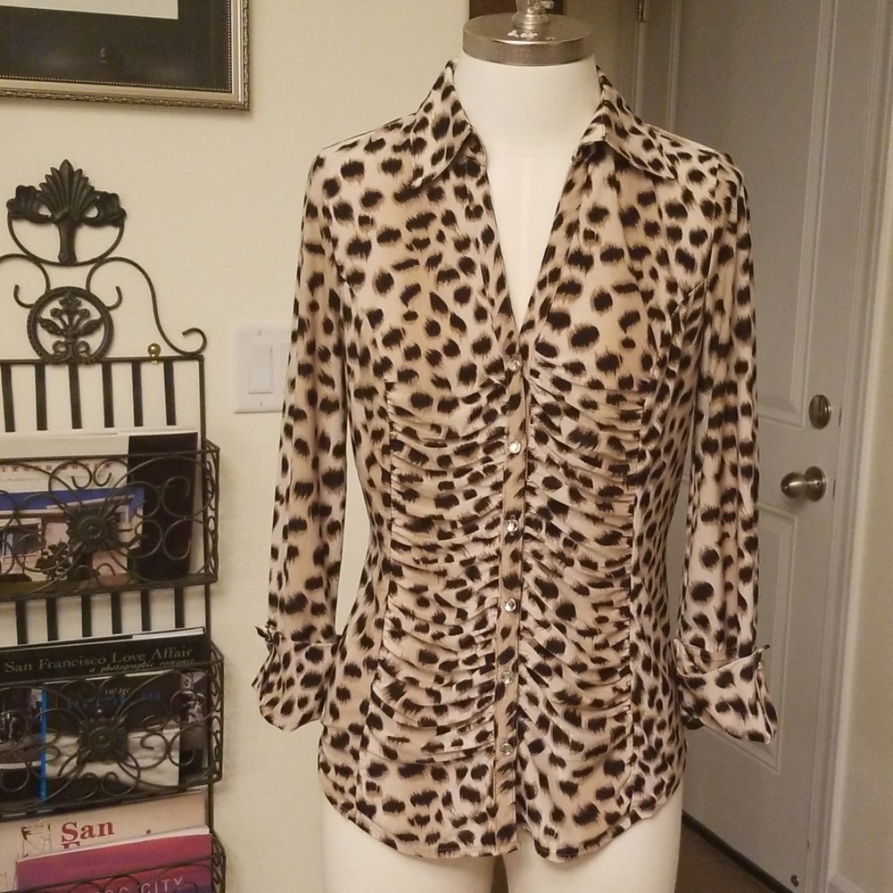 INC International Concepts animal print blouse M